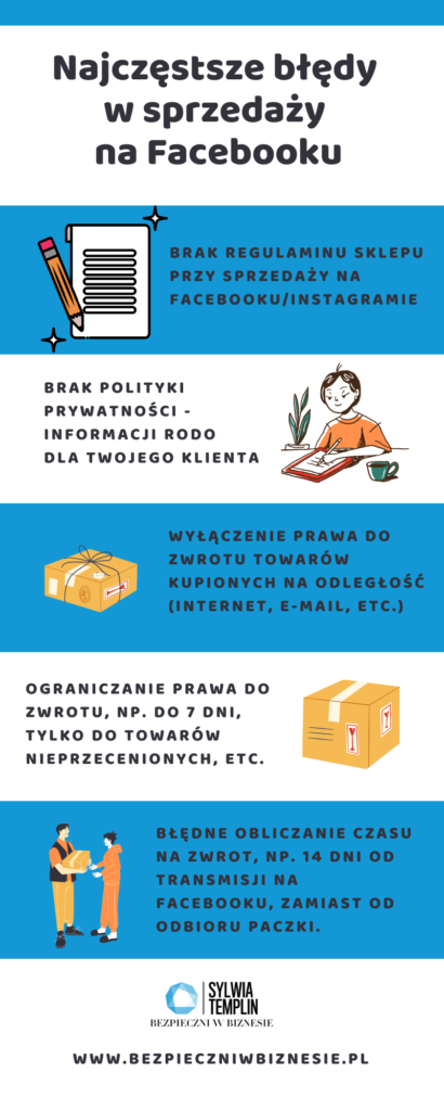 Infografika. Błędy w regulaminie sklepu na facebooku