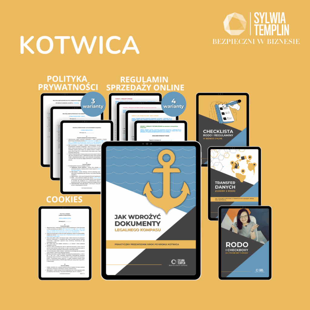 RODO i regulamin sklepu sprzedaży na odległość pakiet KOTWICA