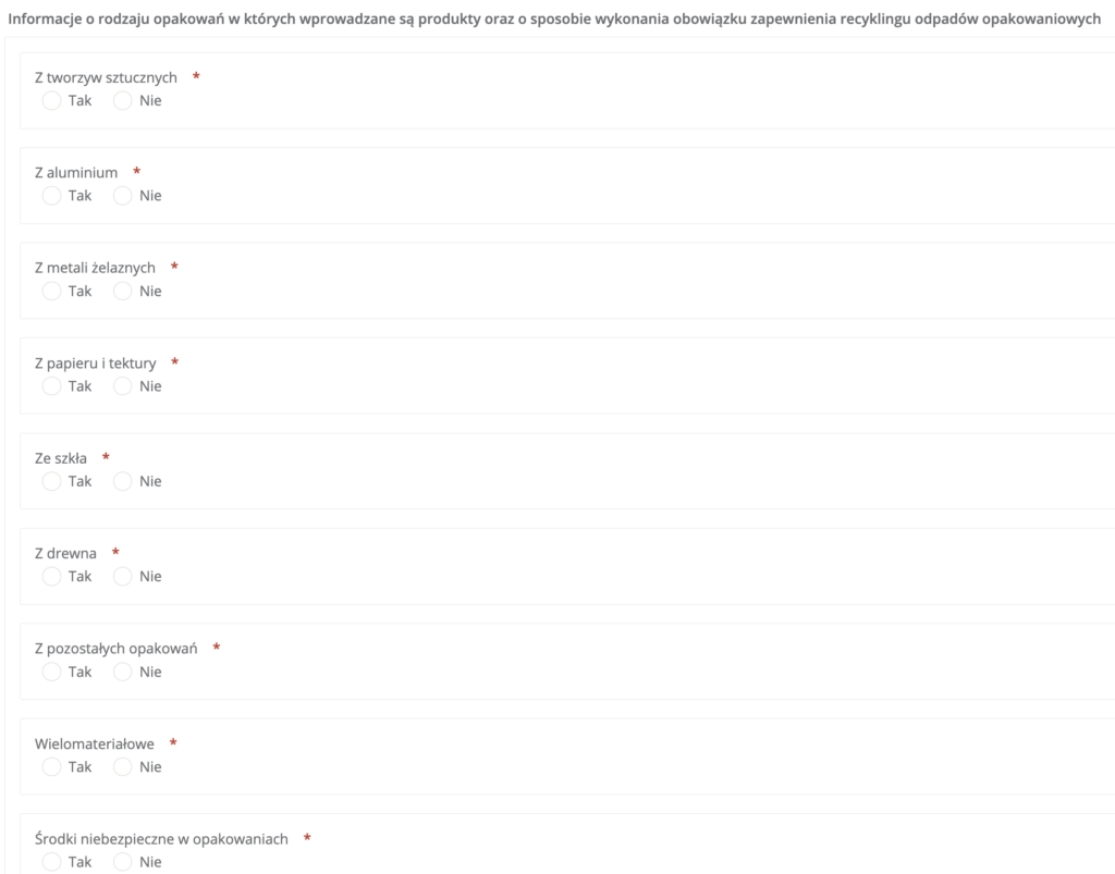 tabela BDO w sklepie internetowym